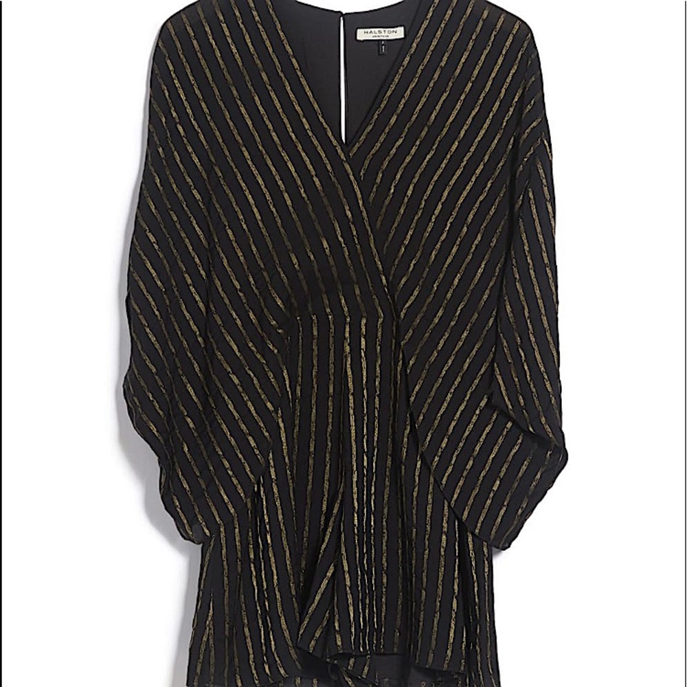 $531  HALSTON Striped V-Neck Jumpsuit